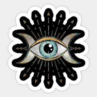 Eye - Triple Moon - Gemstone and gold Sticker